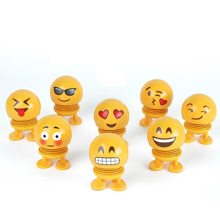 Thú nhún emoji lò xo ô tô biểu cảm 8 gương mặt-mẫu ngẫu nhiên
