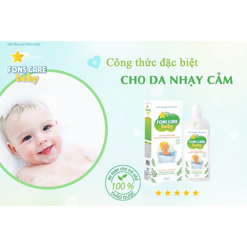 Gel Tắm Thảo Dược Trẻ Sơ Sinh Fons Care Baby - Chai 300ml