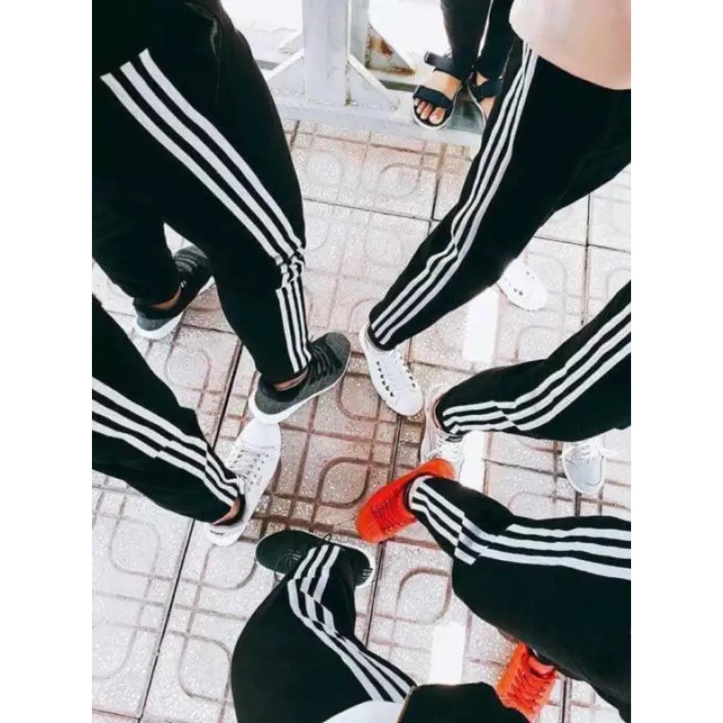 (HÀNG XUẤT XỊN) Quần Jogger das Suông  Sọc Logo Thêu,3 Túi 3 Khoá Kéo Chất Thun Poly 2 Da Xịn Co Giãn 4C