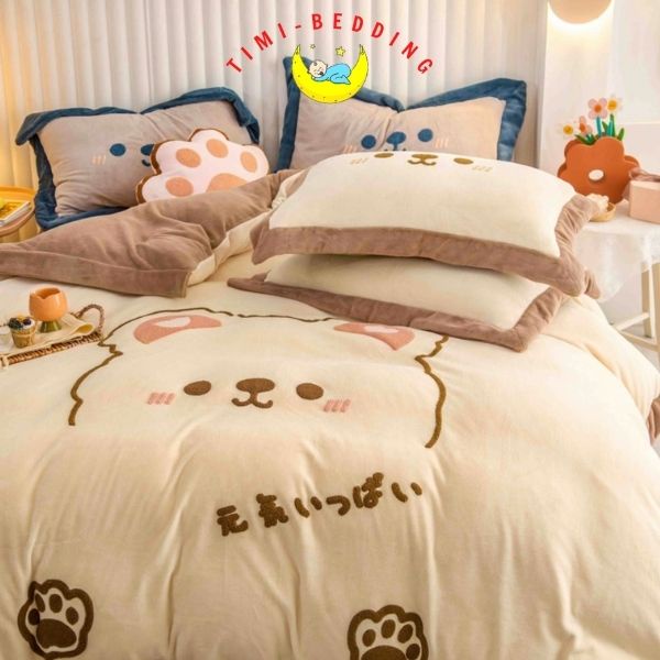 Bộ chăn ga gối nỉ nhung – Set chăn ga nỉ nhung mềm mại ấm áp 4 món - Timibedding