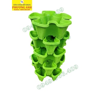 Combo 5 chậu trồng cây 5 cánh dạng tháp nhiều màu