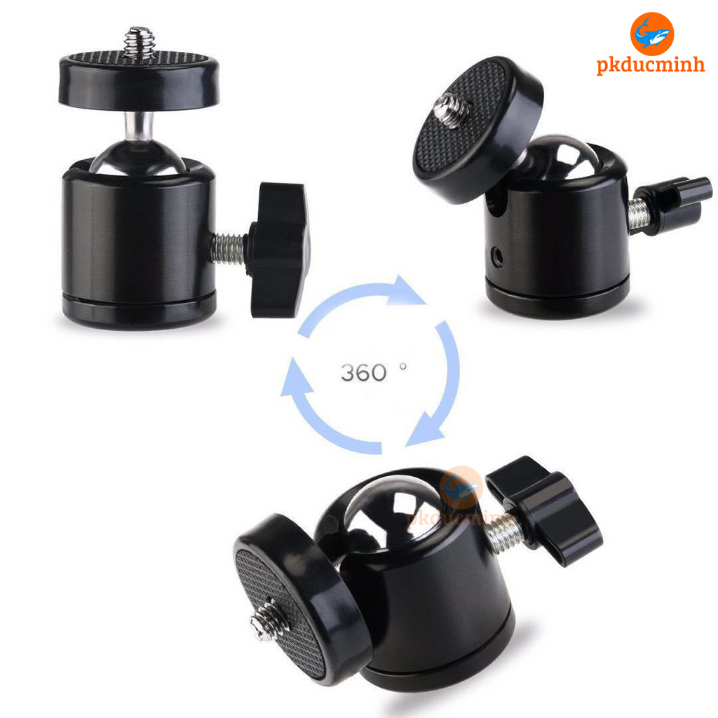 Phụ kiện đầu kẹp điện thoại, củ tròn 360 độ dùng cho chân đèn livestream, tripod chụp ảnh, quay video, đầu ren 1/4