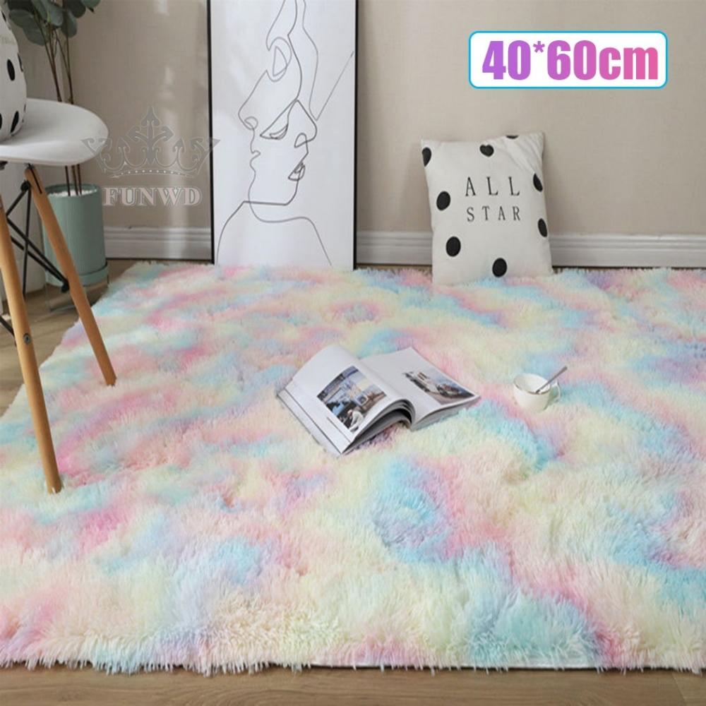 【FUNWD】1xUltra Soft Tie-Dye Plush Carpet Fluffy Area Rugs For Bedroom Living Floor Mats