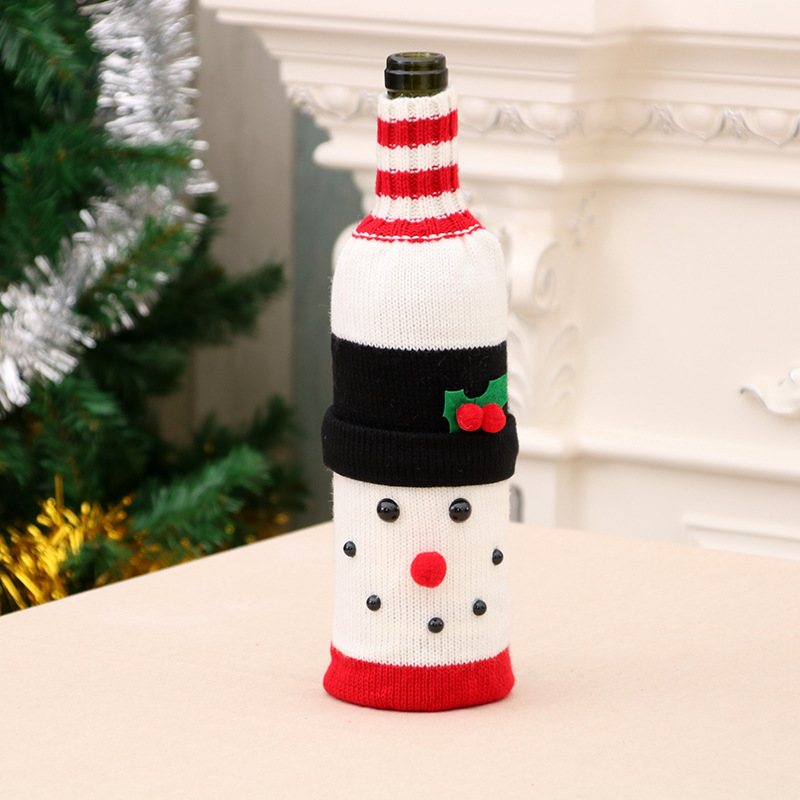 【Ready Stock】COD Christmas Decorations Elk Wine Bottle Cover Knitted Wine Bottle Cover Champagne Bottle Cover Restaurant Holiday Decoration Supplies