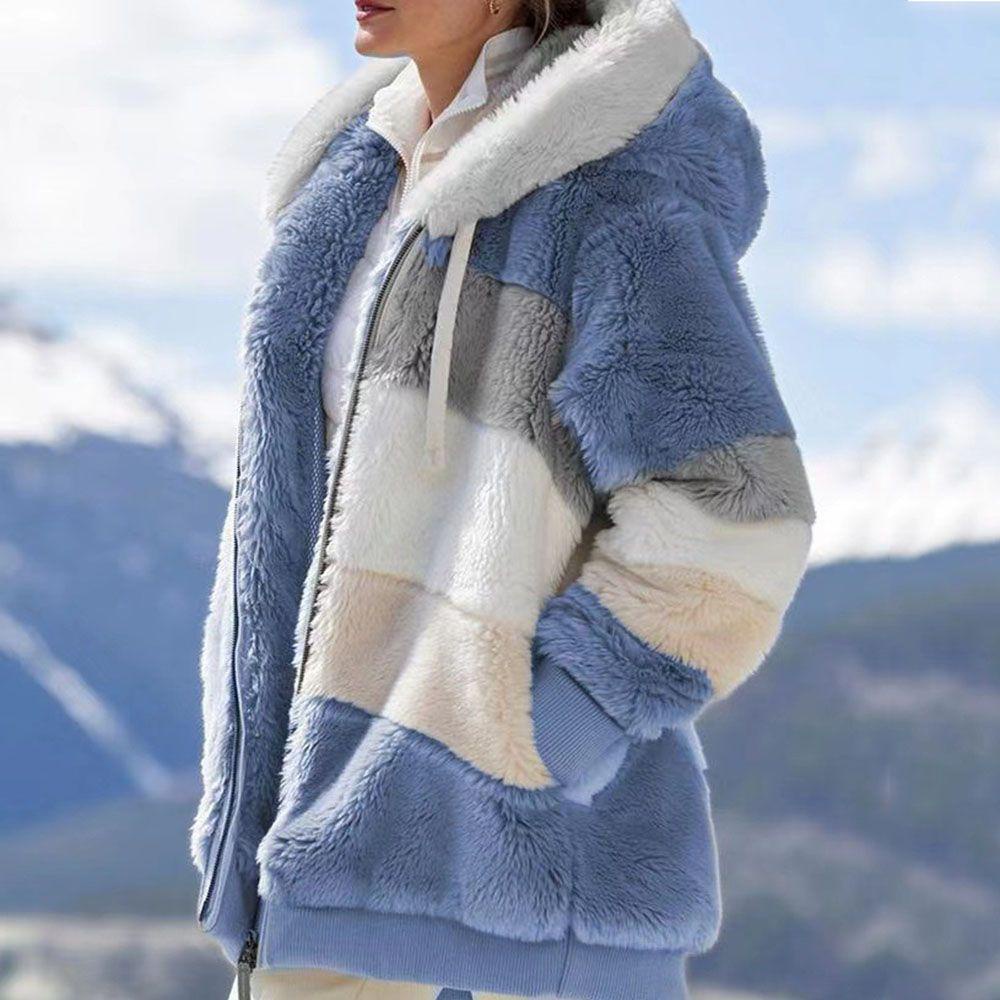 Áo Khoác Phao Dáng Dài Có Nón Phối Lông Thời Trang Mùa Đông