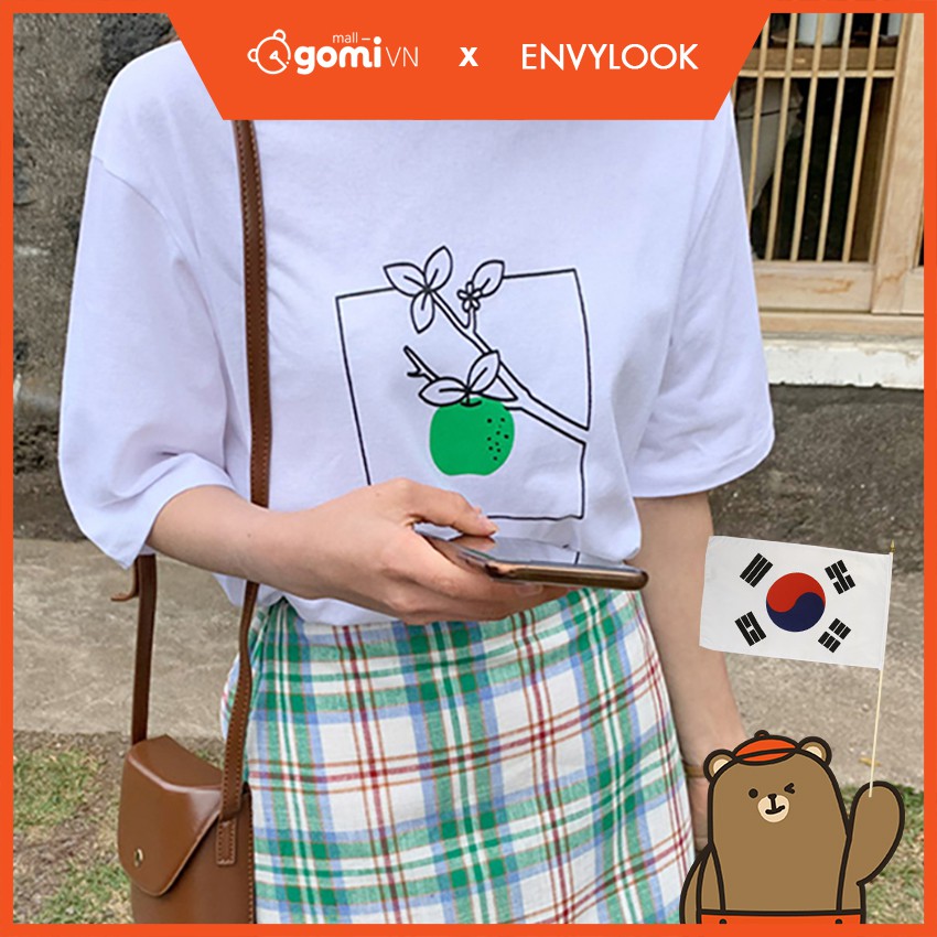 Áo Thun In Họa Tiết Apple ENVYLOOK Apple Birds Skirt GomiMall