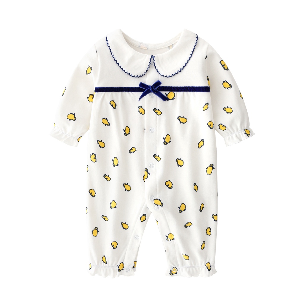 Áo Liền Quần Tay Dài Bằng Cotton Thời Trang Dành Cho Bé Gái 0-1 - 2-3 Tuổi 2319