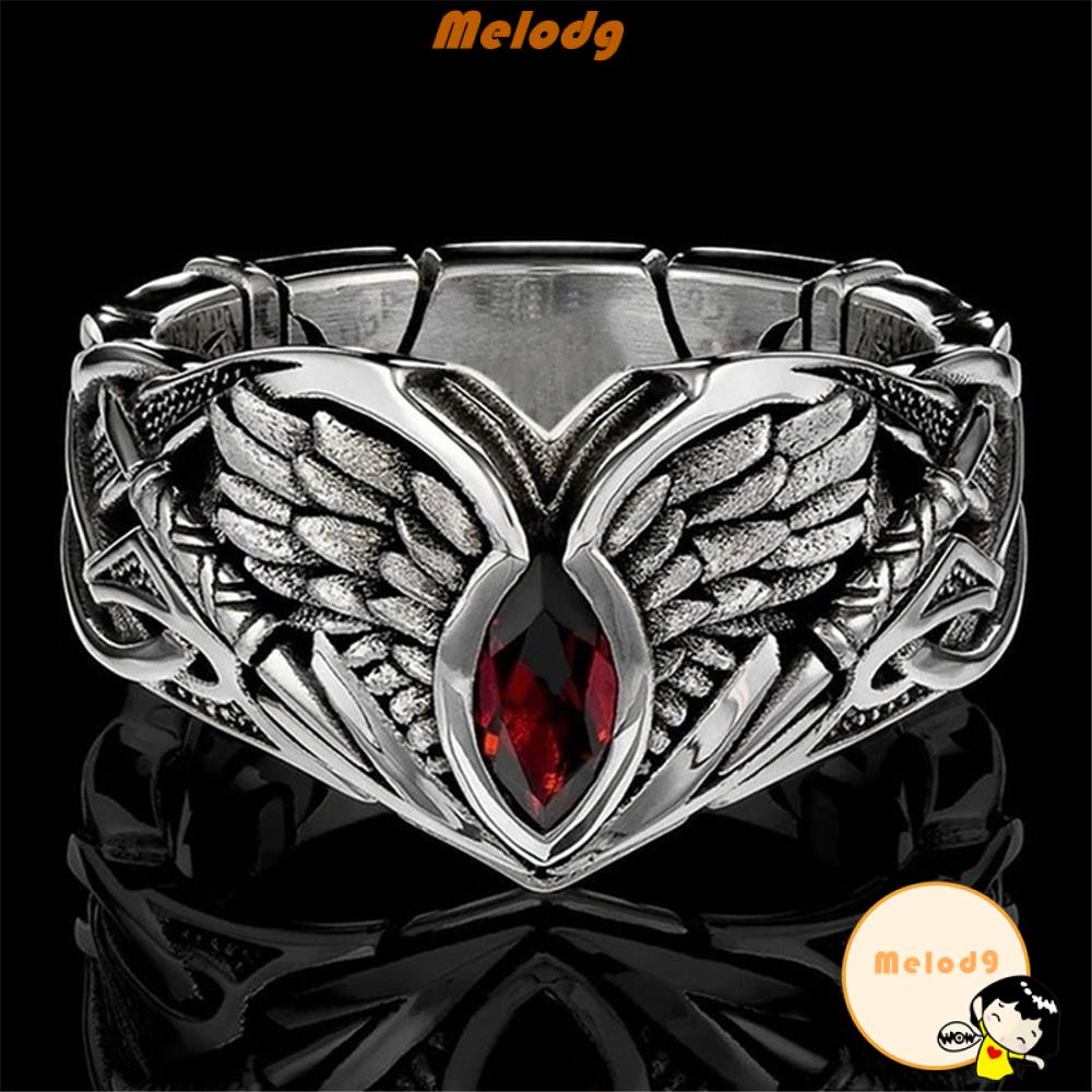 Nhẫn Thép Không Gỉ Hình Cánh Thiên Thần Phong Cách Punk Hiphop Thời Trang Cho Nam