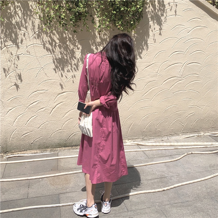 Đầm sơ mi xếp ly thiết kế lệch tà phong cách trẻ trung hợp thời trang | BigBuy360 - bigbuy360.vn