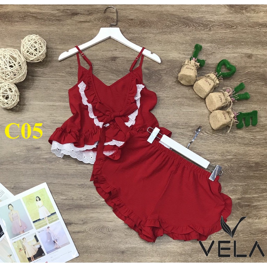 Bộ đồ 2 dây nơ lưng ren | BigBuy360 - bigbuy360.vn
