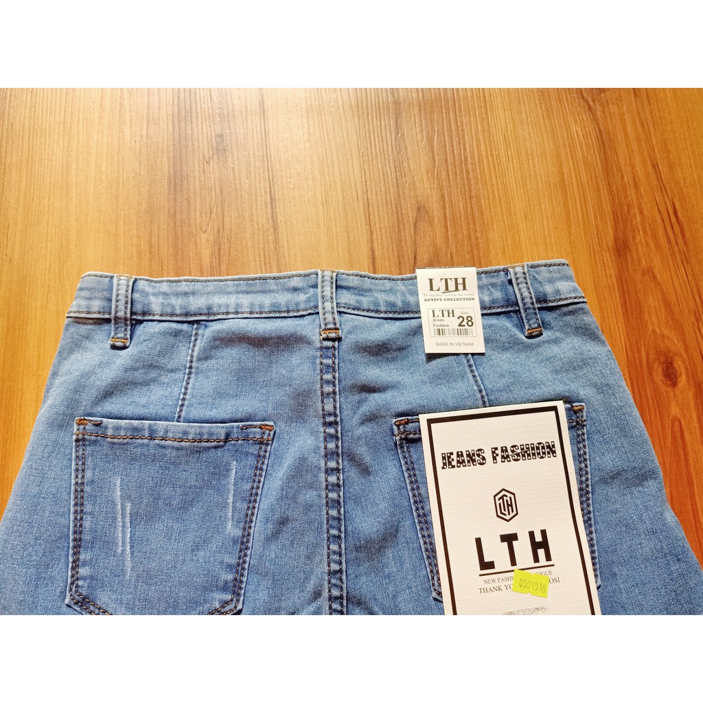 Quần Sọt Jean Nữ Lưng Cao Co Giãn Ảnh Thật