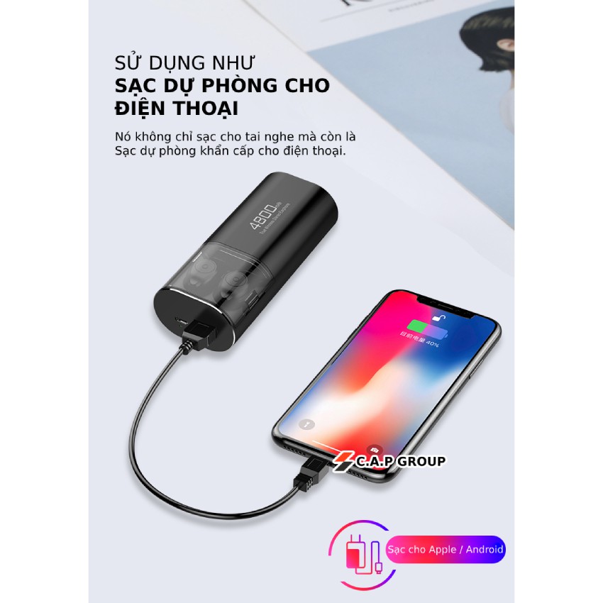 Tai nghe bluetooth S11 TWS F9 5.0 kiêm sạc dự phòng chất lượng cao chống nước IPX5 - Tương thích tất cả điện thoại