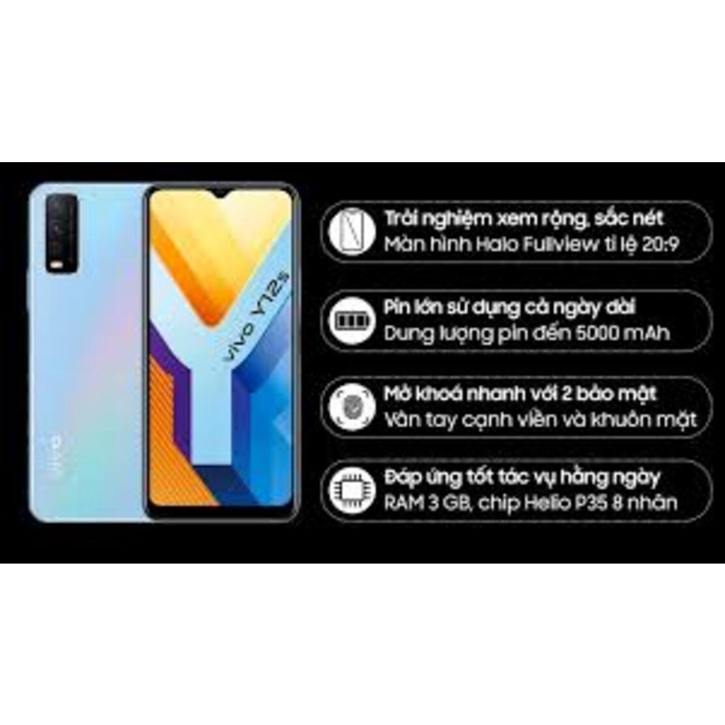 điện thoại Vivo Y12s ram 6/128G, máy Chính Hãng, Màn: IPS LCD, 6.51&quot;, HD+, Camera sau:13 MP &amp; 2 MP - BBC 05