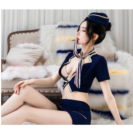 Tặng kèm chip - Bộ đồ cosplay cô tiếp viên xinh đẹp