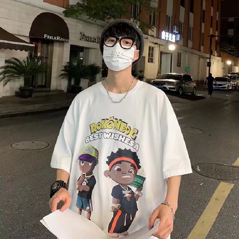 Áo Thun Tay Ngắn Dáng Rộng In Chữ Phong Cách Nhật Bản Thời Trang Cho Nam Và Nữ Size M-8XL