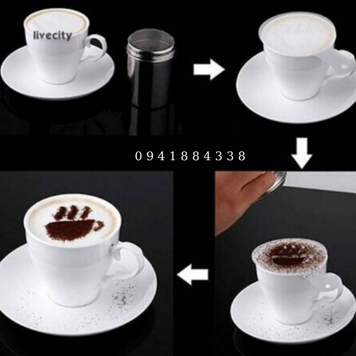 Bộ 16 Khuôn Rắc Bột Cacao Bột Trang Trí