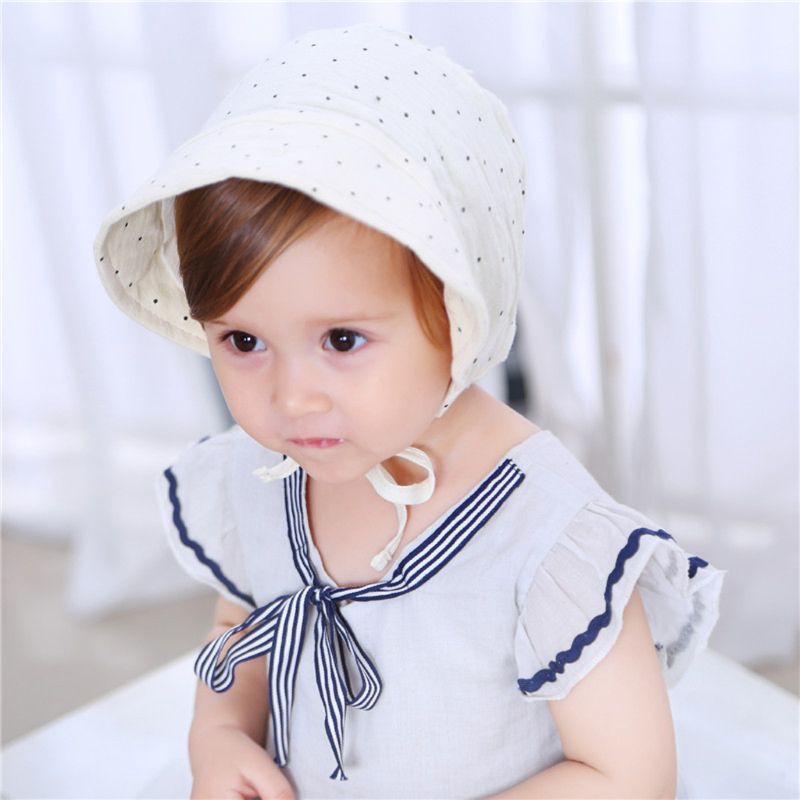 Mũ Trùm Đầu Vải Cotton Hoạ Tiết Chấm Bi Phong Cách Vintage Thời Trang Cho Bé