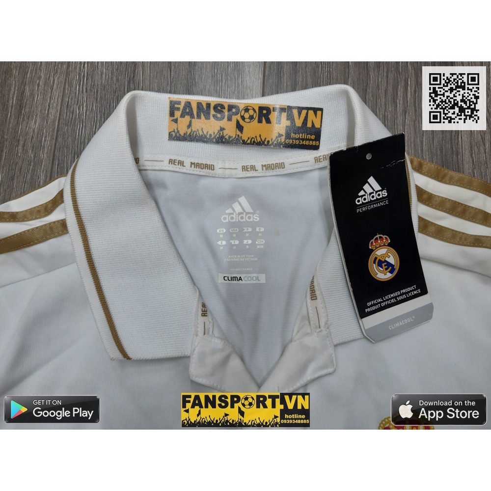 Áo đấu bóng đá Real Madrid 2011 2012 home white shirt jersey M BNWT V13659