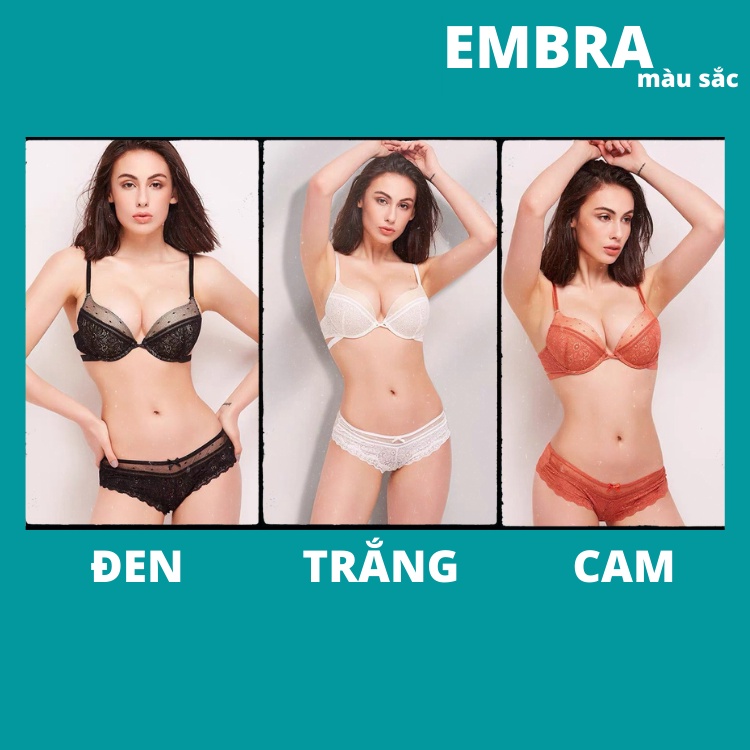 Bộ đồ lót nữ VIC có gọng ren hoa dây đan chéo mã EBB42