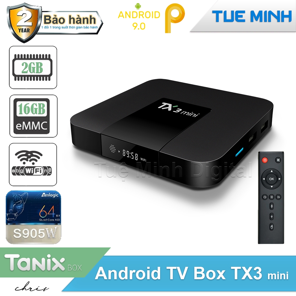 Android Tivi Box TX3 mini - 2G Ram và 16G bộ nhớ, Bluetooth, AndroidTV 9, MyK+ - BH 2 năm