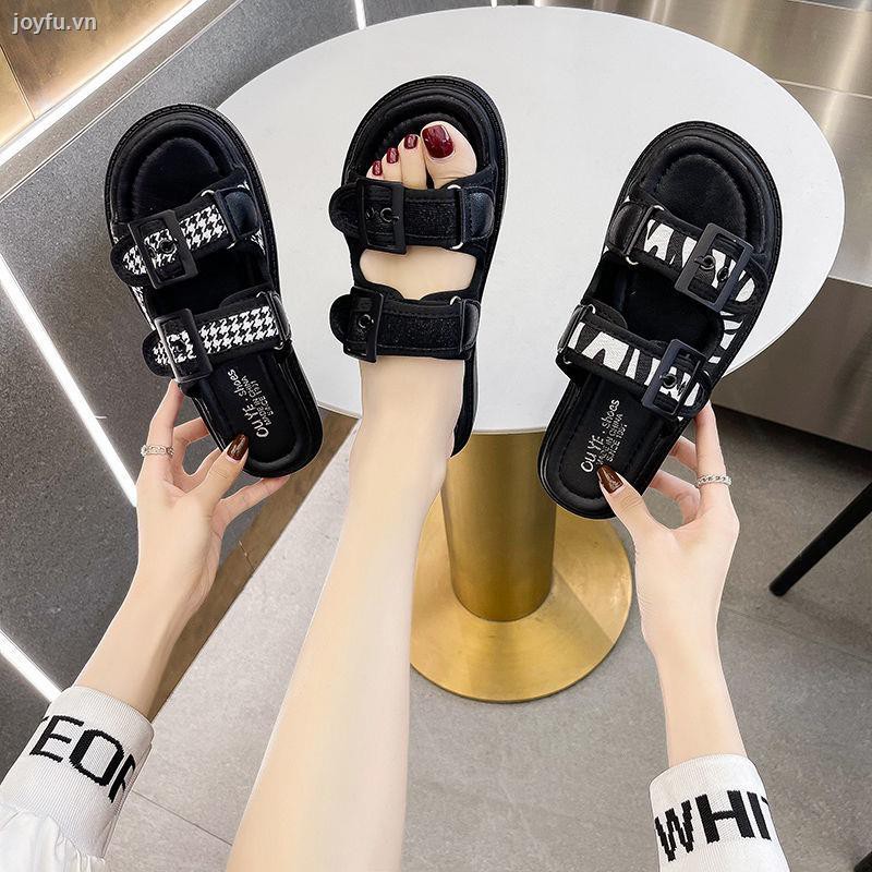 [Sandals and slippers] Net red fashion leopard print flat-soled sandals slippers female summer wear new year thick-soled open-toed