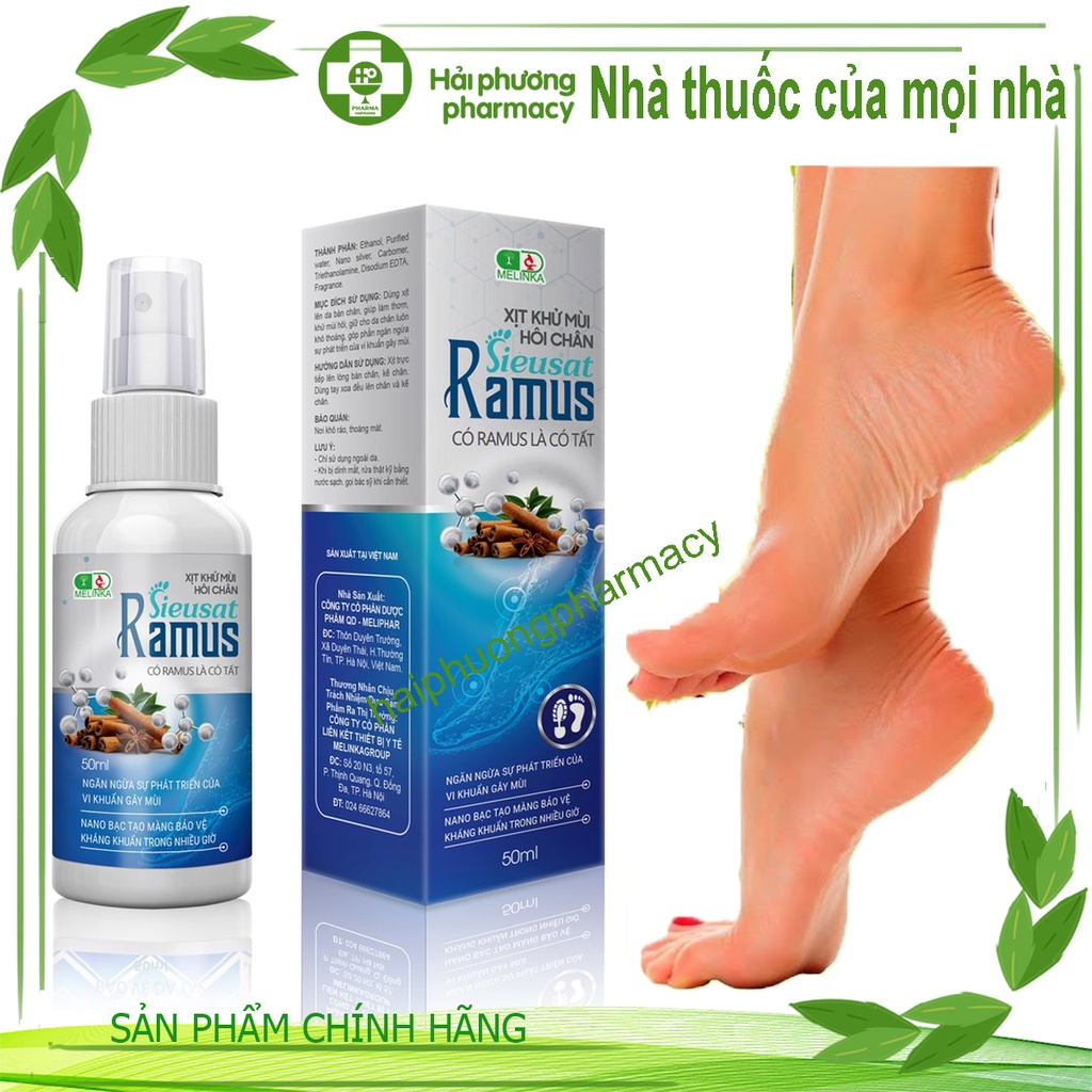 Xịt khử mùi giày, hôi chân Ramus có Nano bạc diệt khuẩn khi đi tất, giầy, hương quế xịt thơm food spray