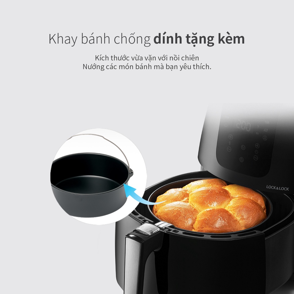 [Mã ELHADEV giảm 4% đơn 300K] Nồi Chiên Không Dầu Lock&amp;Lock Super Jumbo Plus Air Fryer 7.2L Màu đen EJF296BLK