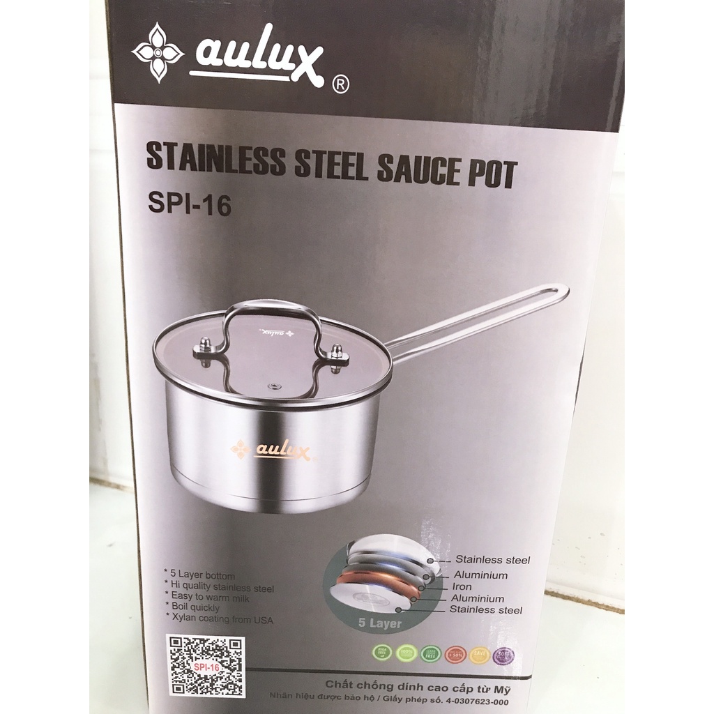 NỒI BỘT INOX DÒNG CAO CẤP -16CM CHỐNG DÍNH VÂN ĐÁ 5 ĐÁY , ĐÁY TỪ AULUX CHÍNH HÃNG-BH 12 THÁNG