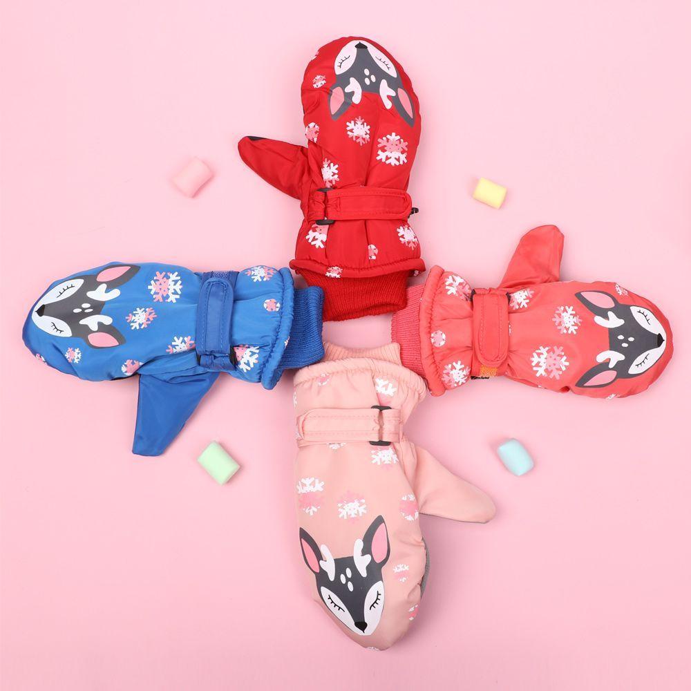 JUNE Găng Tay Trượt Tuyết Dày Dặn Ấm Áp Kiểu Hoạt Hình Đáng Yêu Chống Trượt