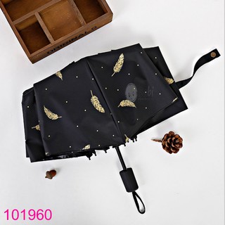 Ô (dù) họa tiết lông vũ gấp gọn (màu đen)