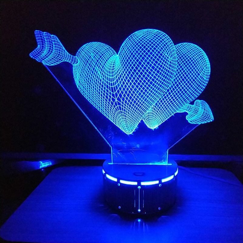 Đèn Ngủ 3 D Led Tim Đôi