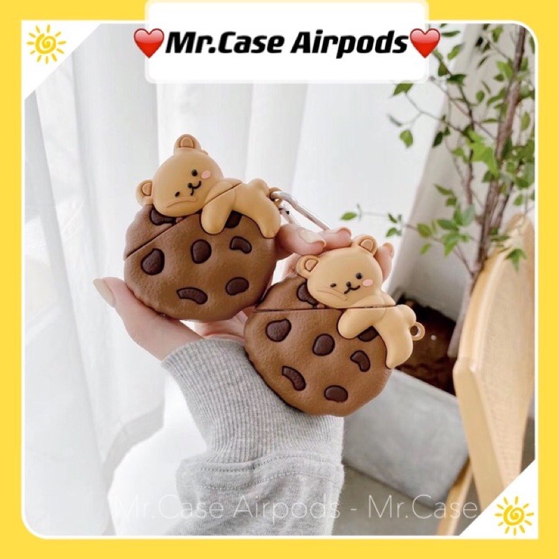Vỏ Đựng Bảo Vệ Hộp Sạc Tai Nghe Airpods 1 / 2 / Pro Hình Gấu Ăn  Bánh Quy 3d - Mr.Case  Airpods