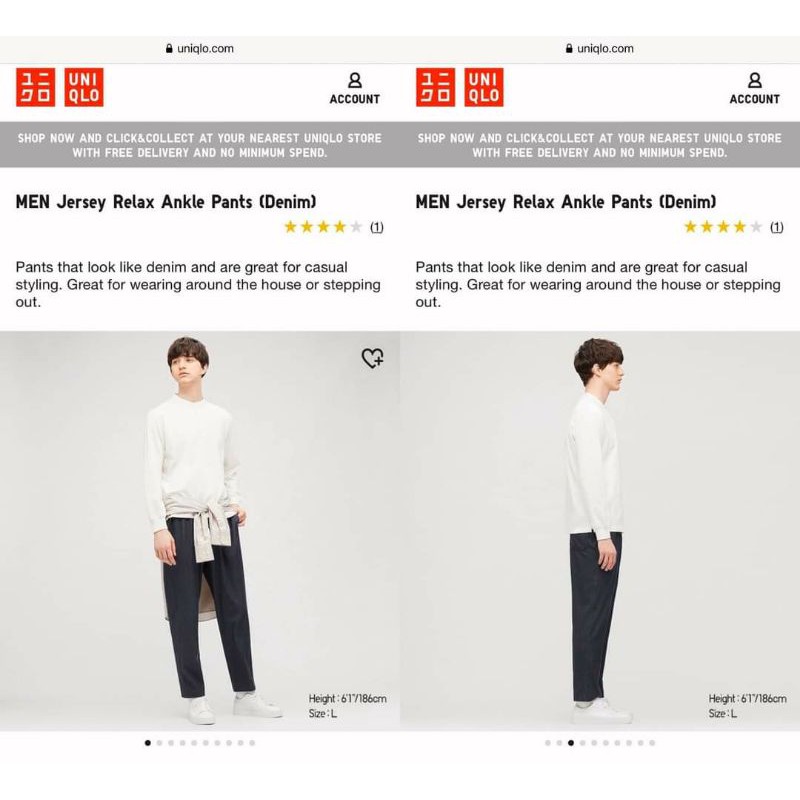 [Mã SKAMAP6 giảm 8% TỐI ĐA 50K đơn250K] [Auth]Quần Nỉ Nam Uniqlo Jersey Relaxed Ankle Pants -434930(Có Sẵn) | BigBuy360 - bigbuy360.vn