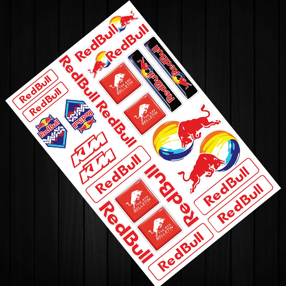1 CÁI RedBull&amp;KTM A4 Kích Cỡ Nhãn Dán Moto GP Nhãn Dán Xe Máy Sửa đổi Mũ Sắt Của Lính Trang Trí
