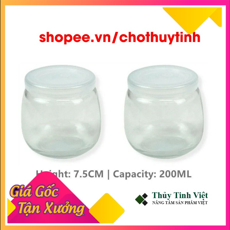 [GIÁ TỐT NHẤT ] COMBO 12 Hũ Thủy Tinh Làm Sữa Chua, Yaua 200ml CÓ NẮP NHỰA - DÁNG BÉO