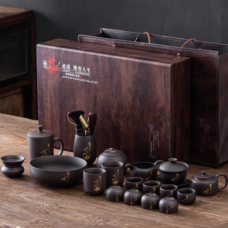Ấm Chén Tử Sa Nghi Hưng  ⚡ XẢ KHO ⚡ Bộ ấm chén cao cấp có vali đựng phù hợp mang đi làm quà tặng