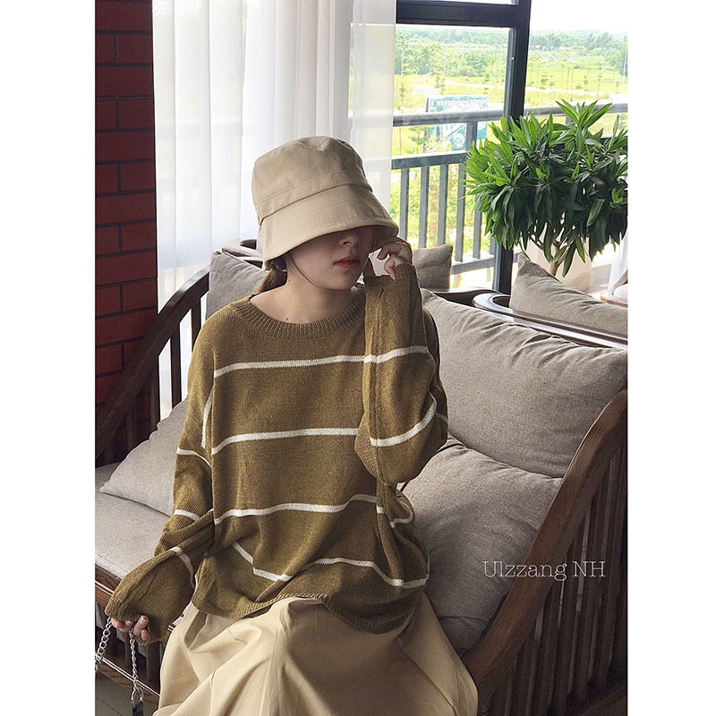 Áo Len Kẻ Ngang Nancy Phong Cách Hàn Quốc M0106 -Violet