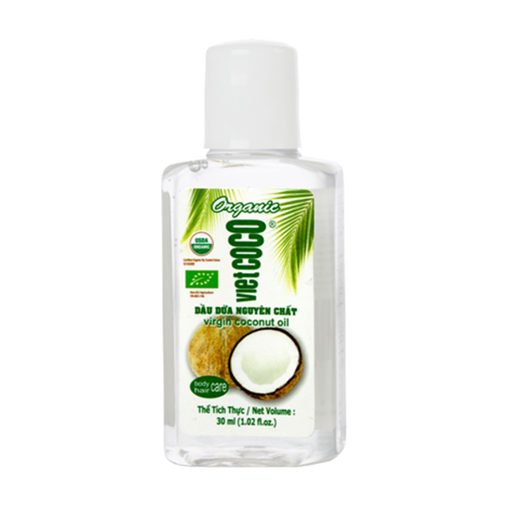 Dầu Dừa Làm Đẹp 100% Nguyên Chất Ép Lạnh Organic Vietcoco 30ml