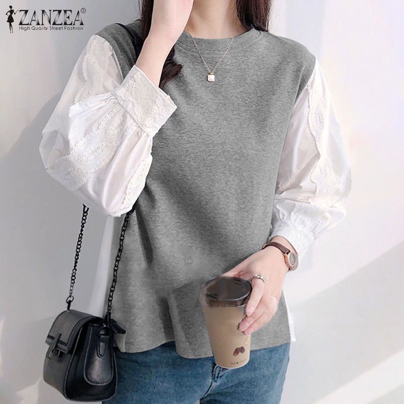 Áo kiểu nữ ZANZEA tay lửng cổ tròn thời trang nhiều màu tùy chọn