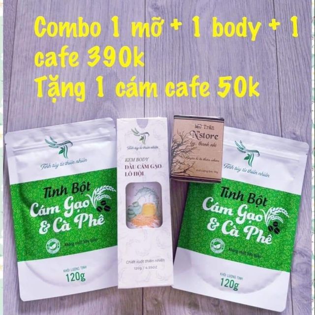 Mỡ Trăn cám gạo cafe, cám gạo lứt