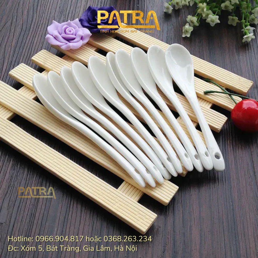 Thìa gốm sứ trắng - thìa pha cafe sang trọng