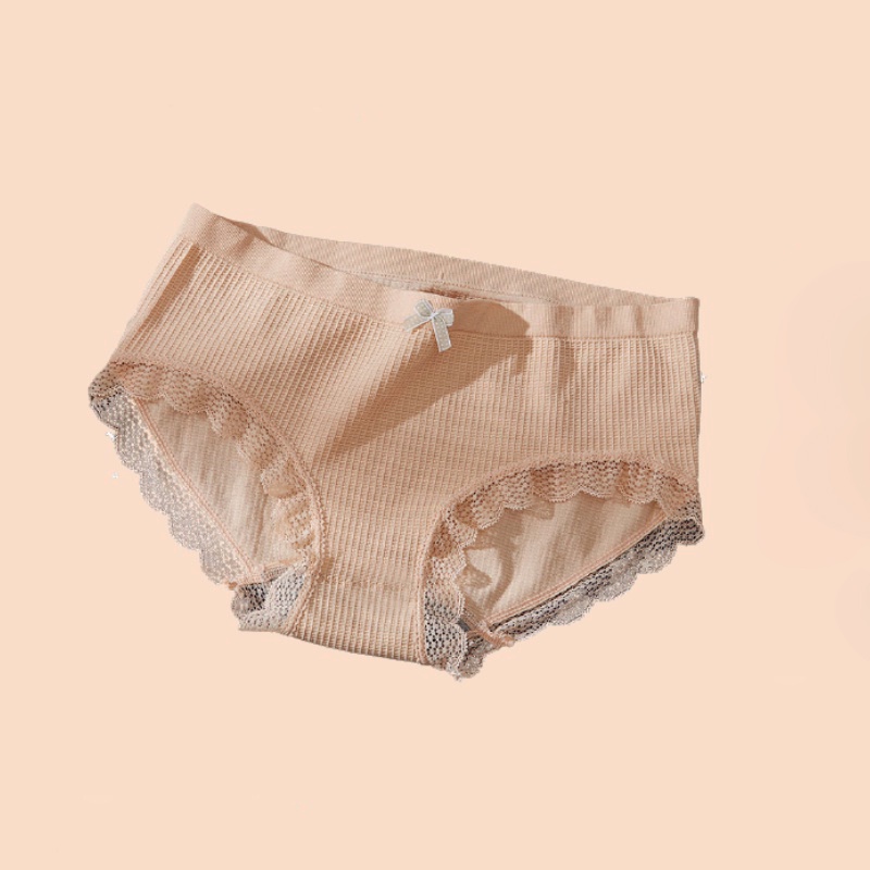 Quần Lót Nữ UNDERCOOL Cotton Viền Ren Phối Nơ Thoáng Mát, Co Giãn Không Hằn