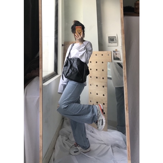 Túi đeo chéo da sần phong cách vintage thiết kế 2 túi phụ bên hông đẹp mắt (video + hình thật) MS 12