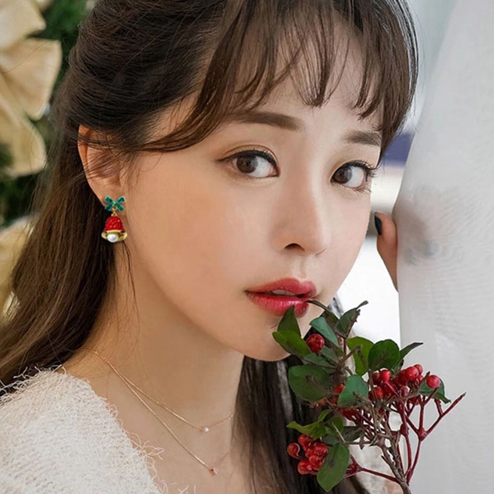 Khuyên tai tròn đơn giản phong cách Giáng sinh somedayzl mới lạ