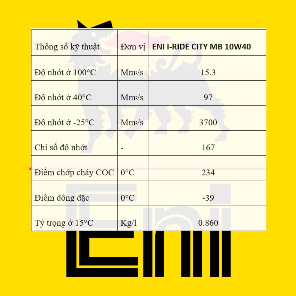 Dầu nhớt ENI I-RIDE CITY MB 10W40 (1l)