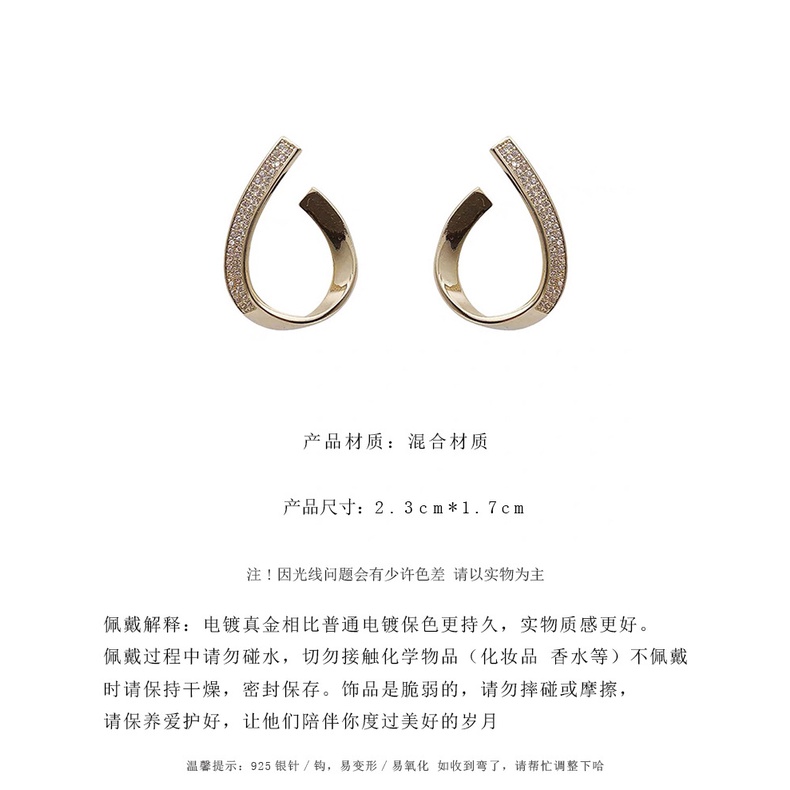 Bông tai mạ bạc 925 hình giọt nước đính đá zircon thời trang cho nữ