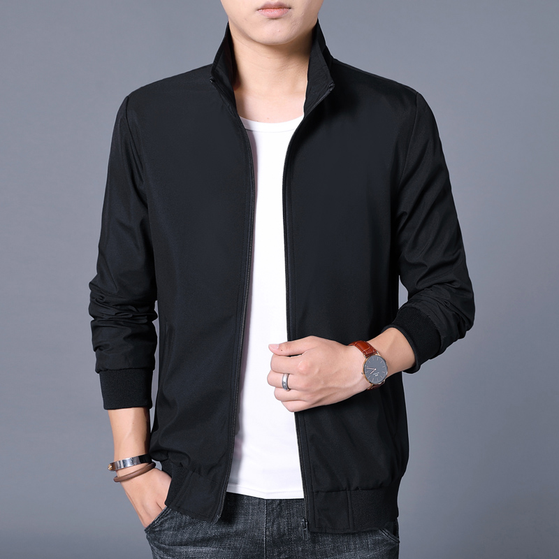 Men's casual business jacket fashion stand collar solid color multi-pocket jacket | WebRaoVat - webraovat.net.vn