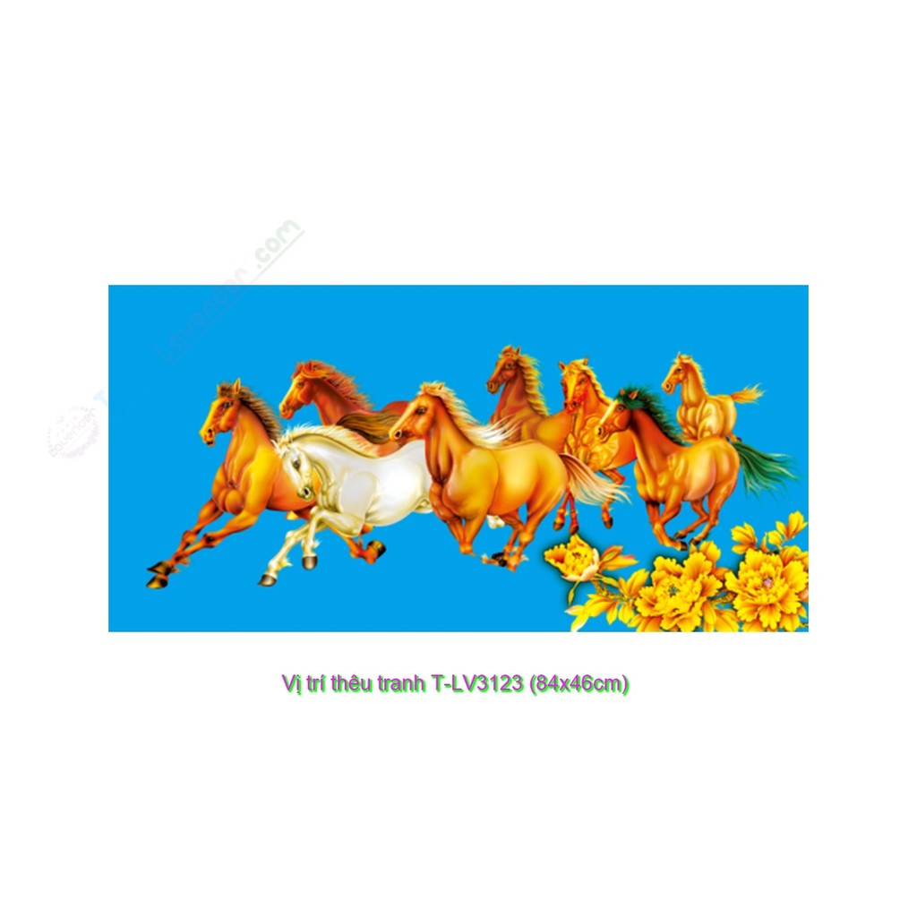 [T-LV3123]Tranh thêu chữ thập Con ngựa Mã Đáo Thành Công (84x46cm)