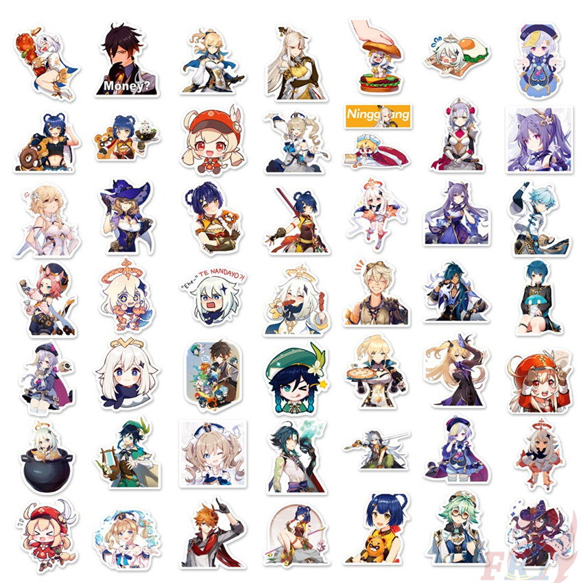 Set 100 nhãn dán Genshin Impact để trang trí vali/ máy tính xách tay/ ván trượt