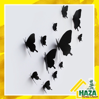 Set 12 con bướm giả màu đen 3D trang trí nhà cửa [Haza Home Decor]